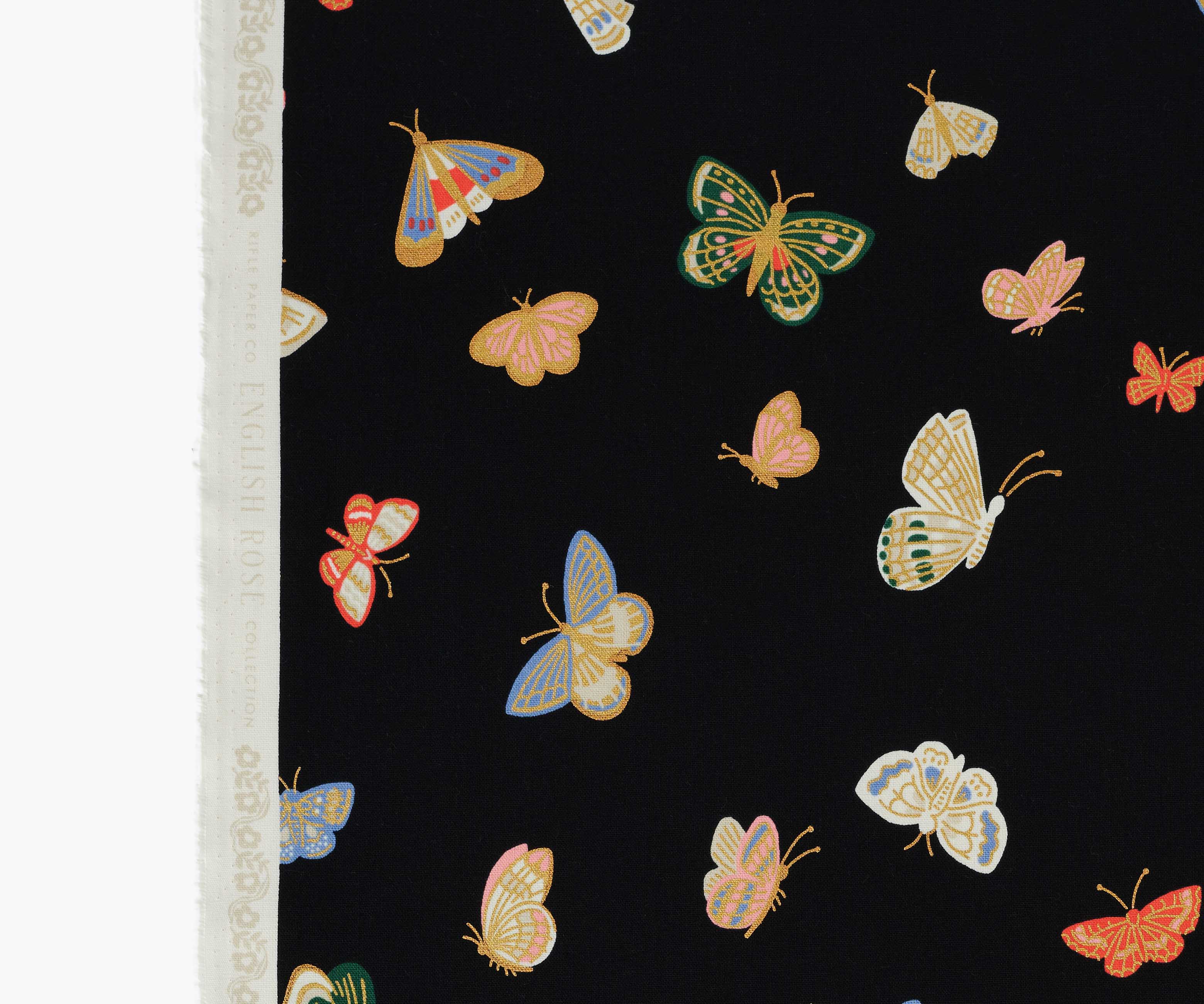 Butterfly House Canvas Metallic Fabric - Black